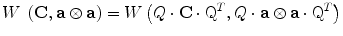 
$$ W\;\left(\mathbf{C},\mathbf{a}\otimes \mathbf{a}\right)=W\left(Q\cdot \mathbf{C}\cdot {\mathrm{Q}}^T,Q\cdot \mathbf{a}\otimes \mathbf{a}\cdot {\mathrm{Q}}^T\right) $$
