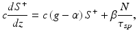 
$$ c\frac{d{S}^{+}}{dz}=c\left(g-\alpha \right){S}^{+}+\beta \frac{N}{\tau_{sp}}, $$
