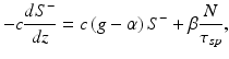 
$$ -c\frac{d{S}^{-}}{dz}=c\left(g-\alpha \right){S}^{-}+\beta \frac{N}{\tau_{sp}}, $$
