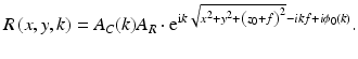 
$$ R\left(x,y,k\right)={A}_C(k){A}_R\cdot {\mathrm{e}}^{\mathrm{i}k\sqrt{x^2+{y}^2+{\left({z}_0+f\right)}^2}-ikf+i{\phi}_0(k)}. $$
