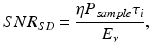 
$$ SN{R}_{SD}=\frac{\eta {P}_{sample}{\tau}_i}{E_{\nu }}, $$
