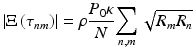 
$$ \left|\Xi \left({\tau}_{nm}\right)\right|=\rho \frac{P_0\kappa }{N}{\displaystyle \sum_{n,m}\sqrt{R_m{R}_n}} $$
